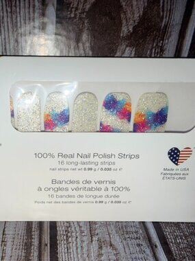 Paint the Town Color Street Nail Polish Strips Retired White Glitter Colorful